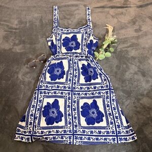 Draper James Blue and White Floral Midi Sundress Sz M
